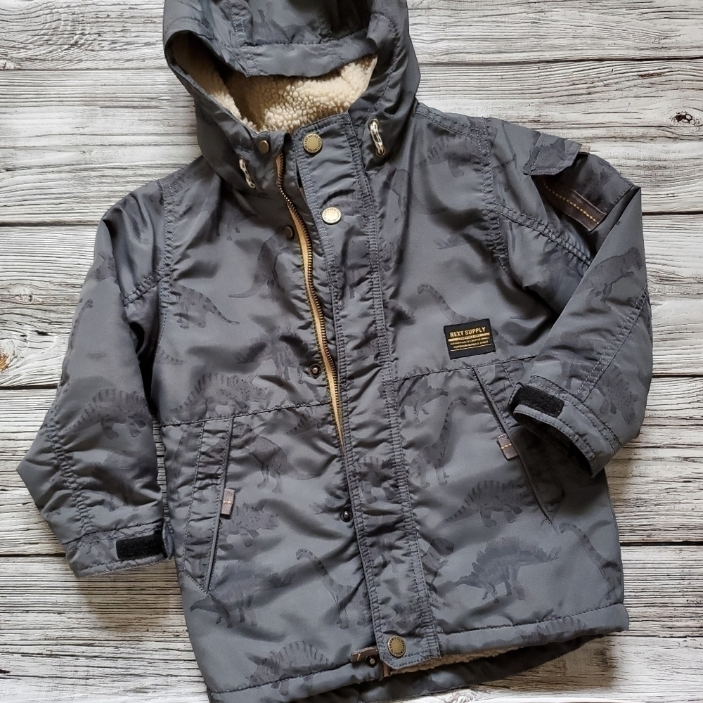 Next Direct Dinosaur Print Parka Fall Winter Size 3-4 NWOT